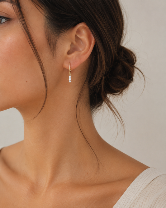 Earrings with Cubic Zirconia Sterling Silver/ 8K Gold