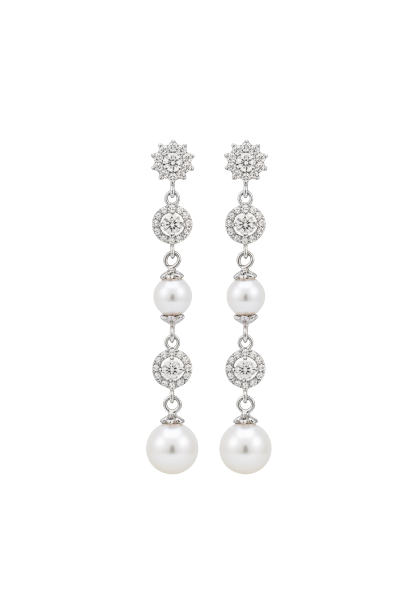 Lange Ohrringe mit Swarovski Perlen und Zirkonia