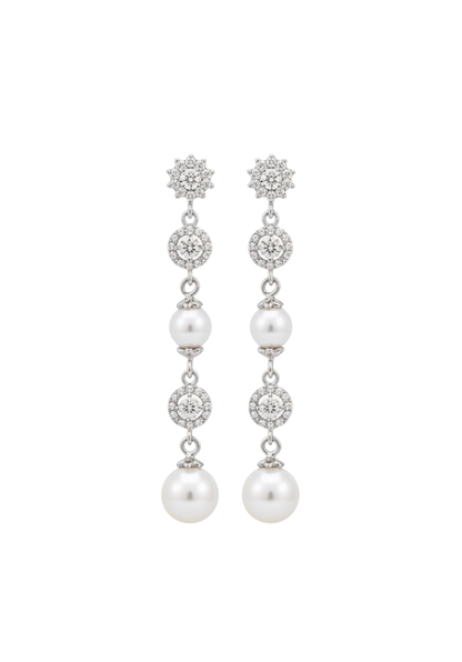 Lange Ohrringe mit Swarovski Perlen und Zirkonia