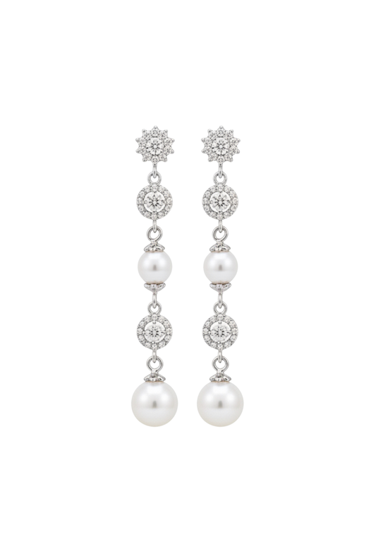 Lange Ohrringe mit Swarovski Perlen und Zirkonia