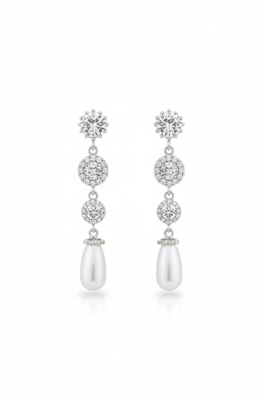 Lange Braut Ohrringe mit Perlen