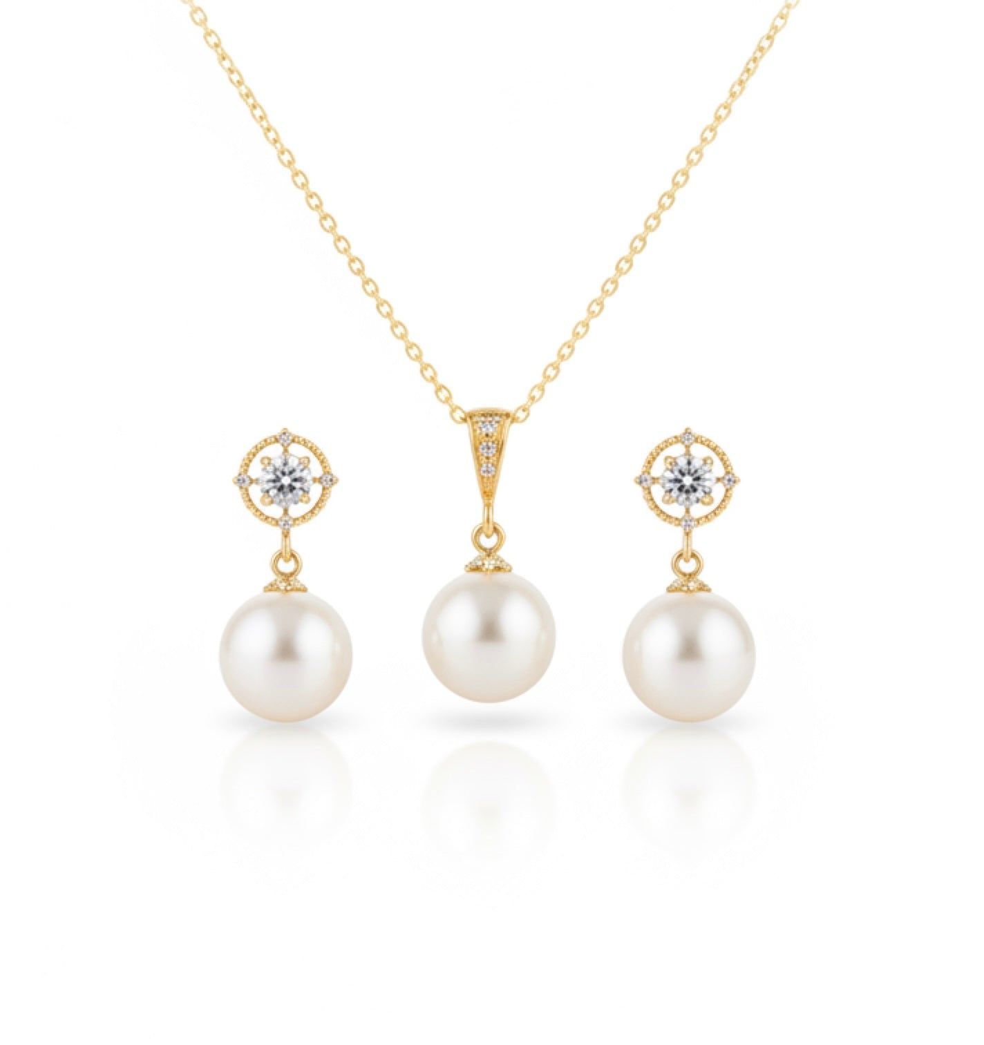 Ohrringe mit Zirkoniasteinen und Swarovski Perlen