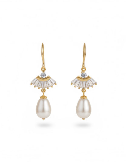 Braut Ohrringe mit Swarovski Perlen und Zirkoniasteinen