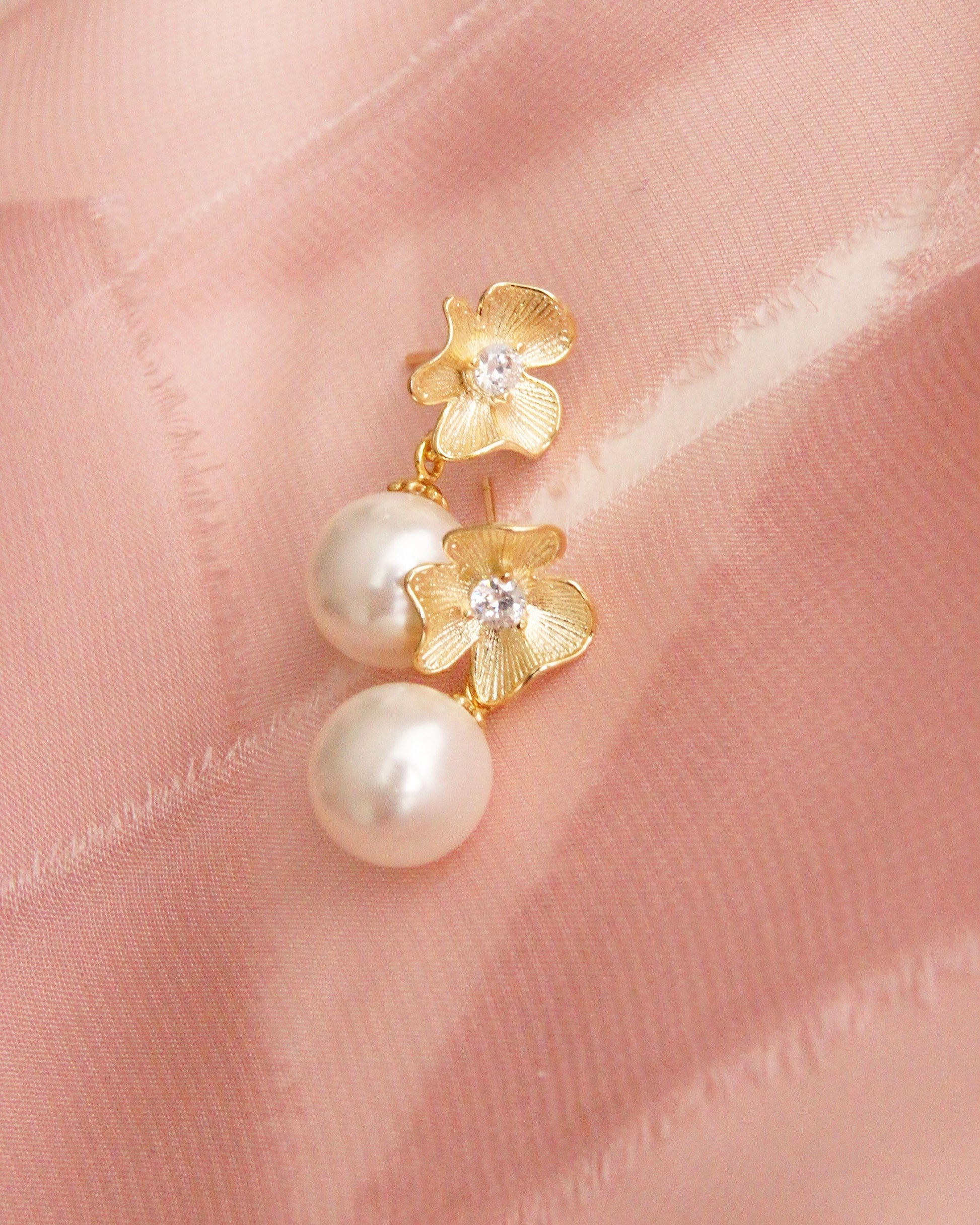 Braut Ohrringe mit Swarovski-Perlen & Zirkonia