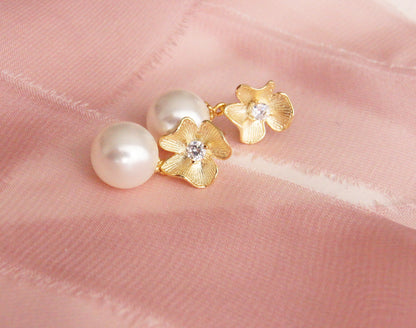 Braut Ohrringe mit Swarovski-Perlen & Zirkonia