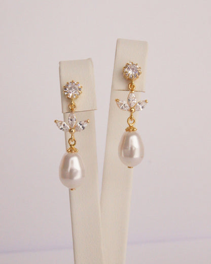 Elegante Braut Ohrringe mit Swarovski-Perlen & Zirkonia