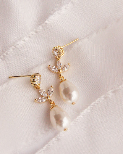 Elegante Braut Ohrringe mit Swarovski-Perlen & Zirkonia