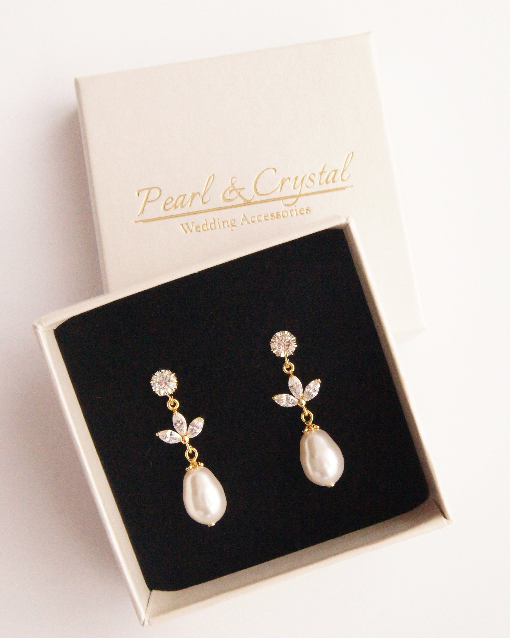 Elegante Braut Ohrringe mit Swarovski-Perlen & Zirkonia