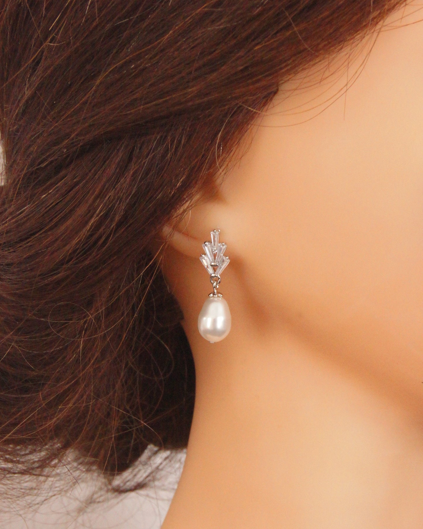 Braut Ohrringe mit Swarovski-Perlen & Zirkonia