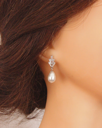 Braut Ohrringe mit Swarovski-Perlen & Zirkonia