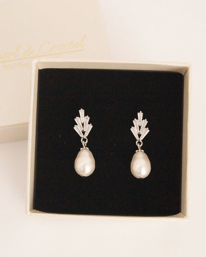 Braut Ohrringe mit Swarovski-Perlen & Zirkonia