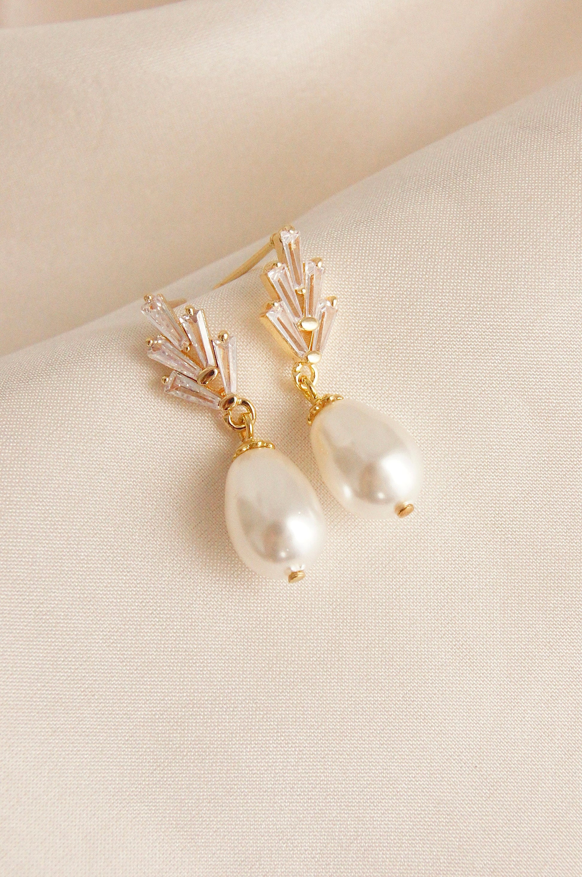 Braut Ohrringe mit Swarovski-Perlen & Zirkonia