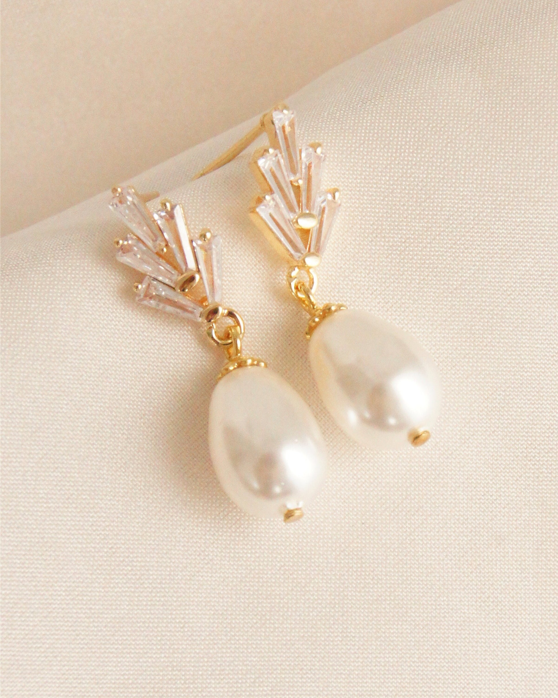 Braut Ohrringe mit Swarovski-Perlen & Zirkonia