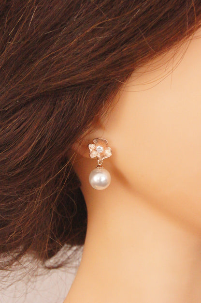 Braut Ohrringe mit Swarovski-Perlen & Zirkonia