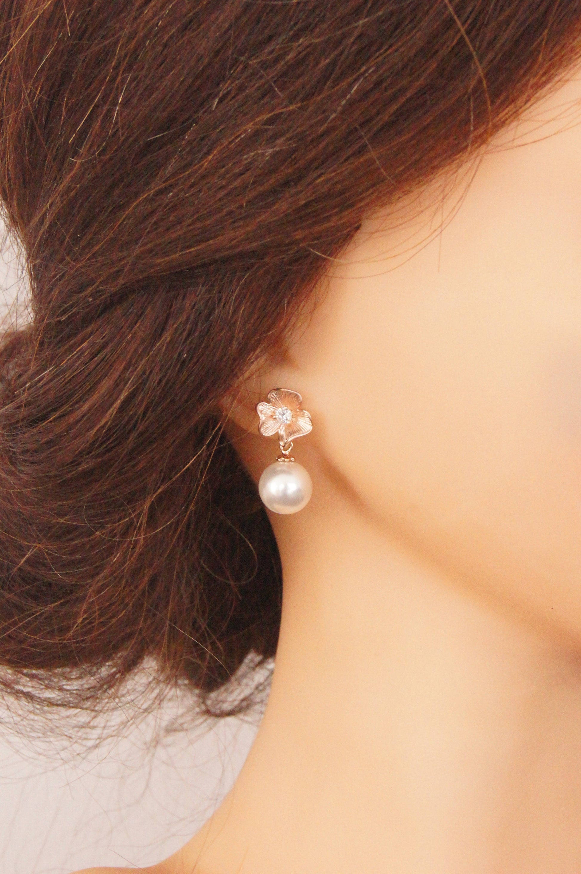 Braut Ohrringe mit Swarovski-Perlen & Zirkonia