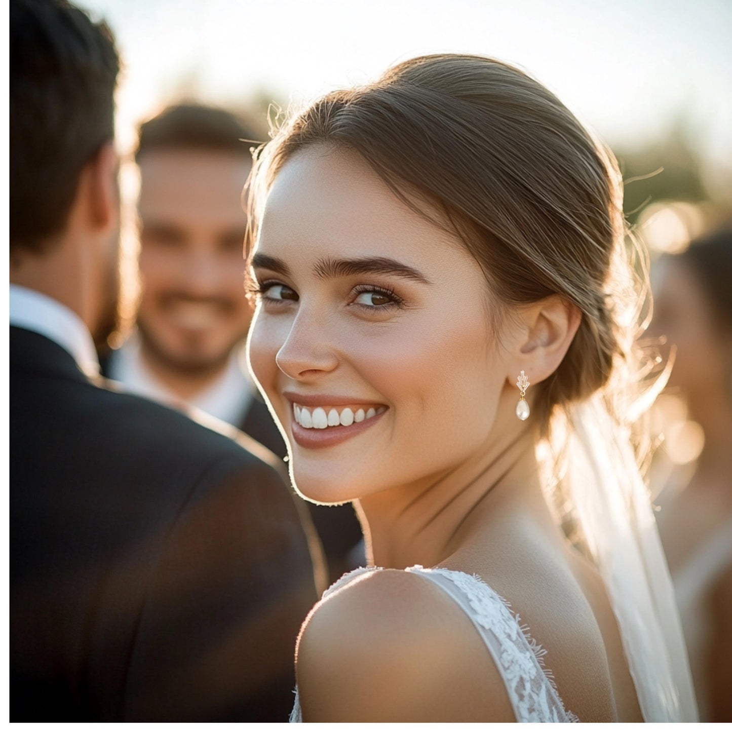 Braut Ohrringe mit Swarovski-Perlen & Zirkonia