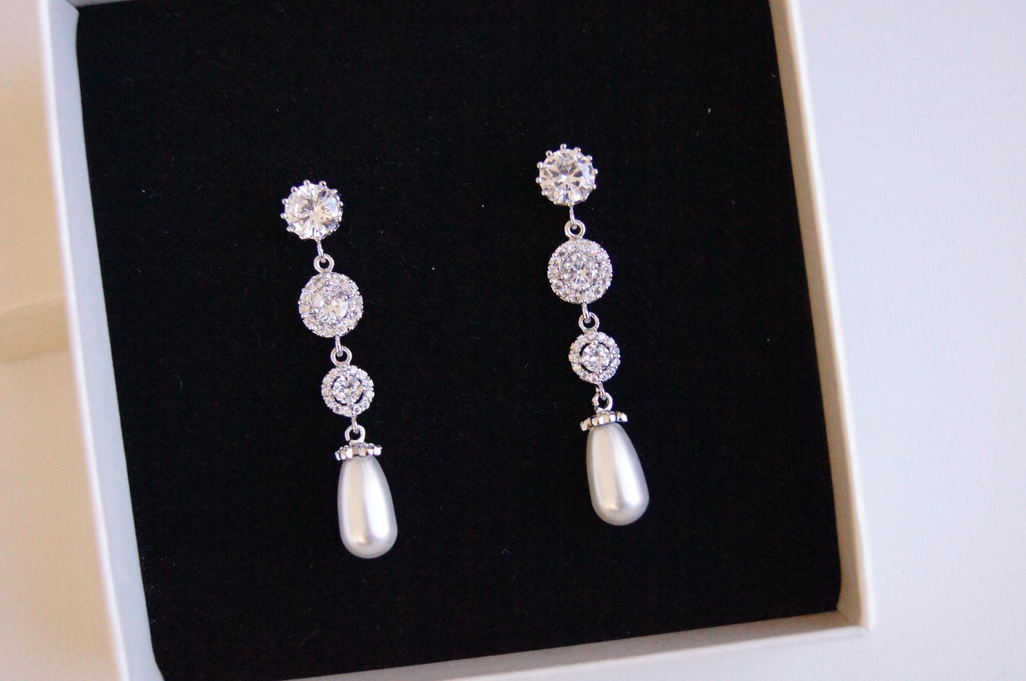 Braut Lange Ohrringe mit Perlen