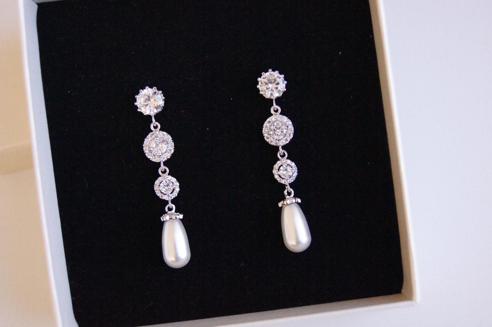 Braut Lange Ohrringe mit Perlen