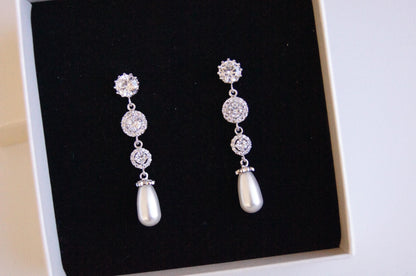 Braut Lange Ohrringe mit Perlen