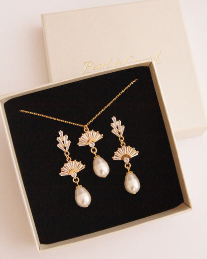 Brautschmuck Set mit Swarovski-Perlen & Zirkonia