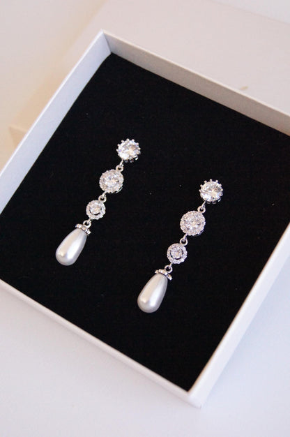 Braut Lange Ohrringe mit Perlen