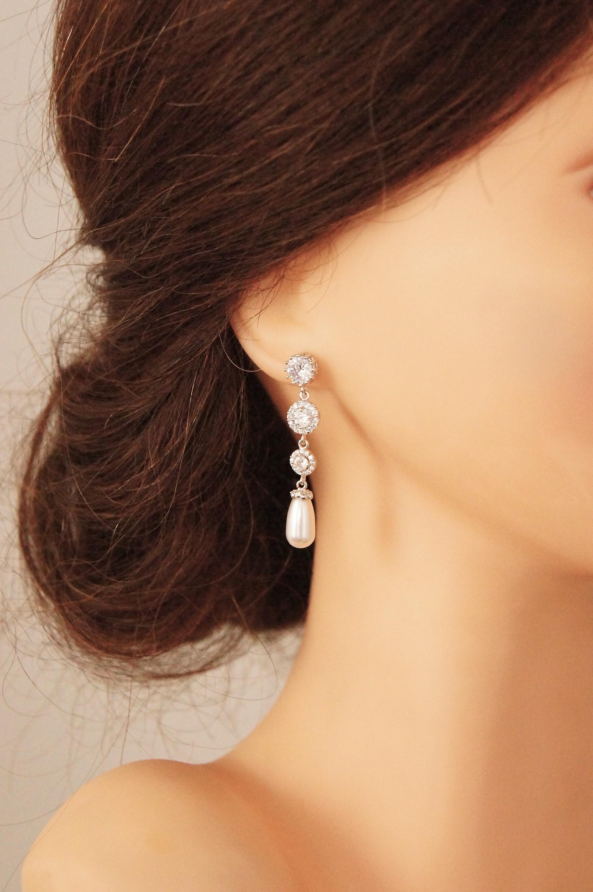 Braut Lange Ohrringe mit Perlen