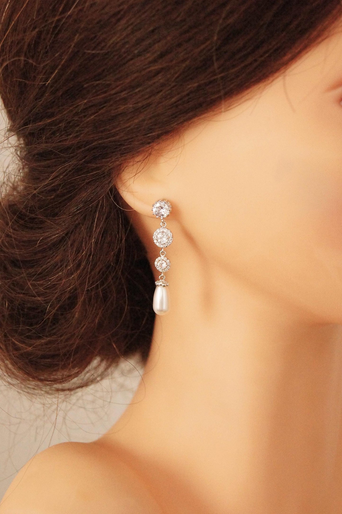 Braut Lange Ohrringe mit Perlen