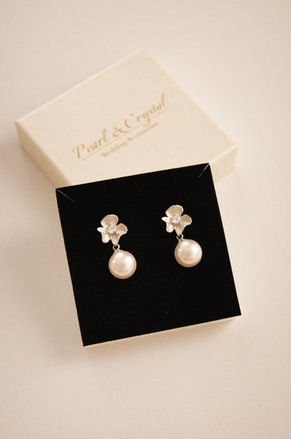 Braut Ohrringe mit Swarovski-Perlen & Zirkonia