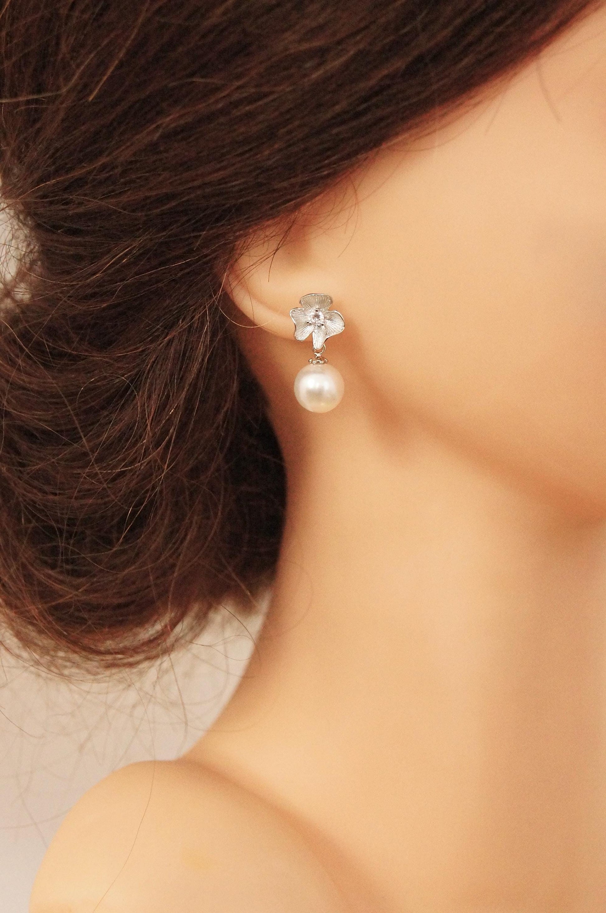 Braut Ohrringe mit Swarovski-Perlen & Zirkonia