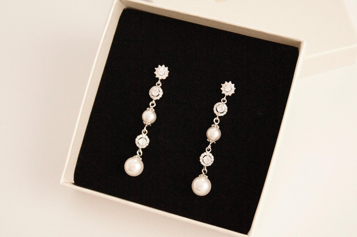 Braut Lange Ohrringe mit Perlen
