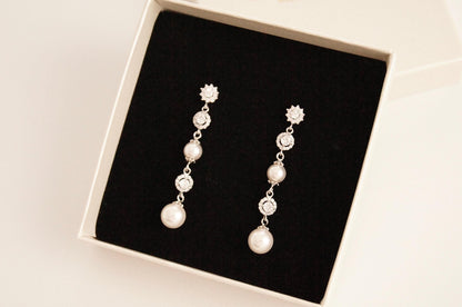 Braut Lange Ohrringe mit Perlen