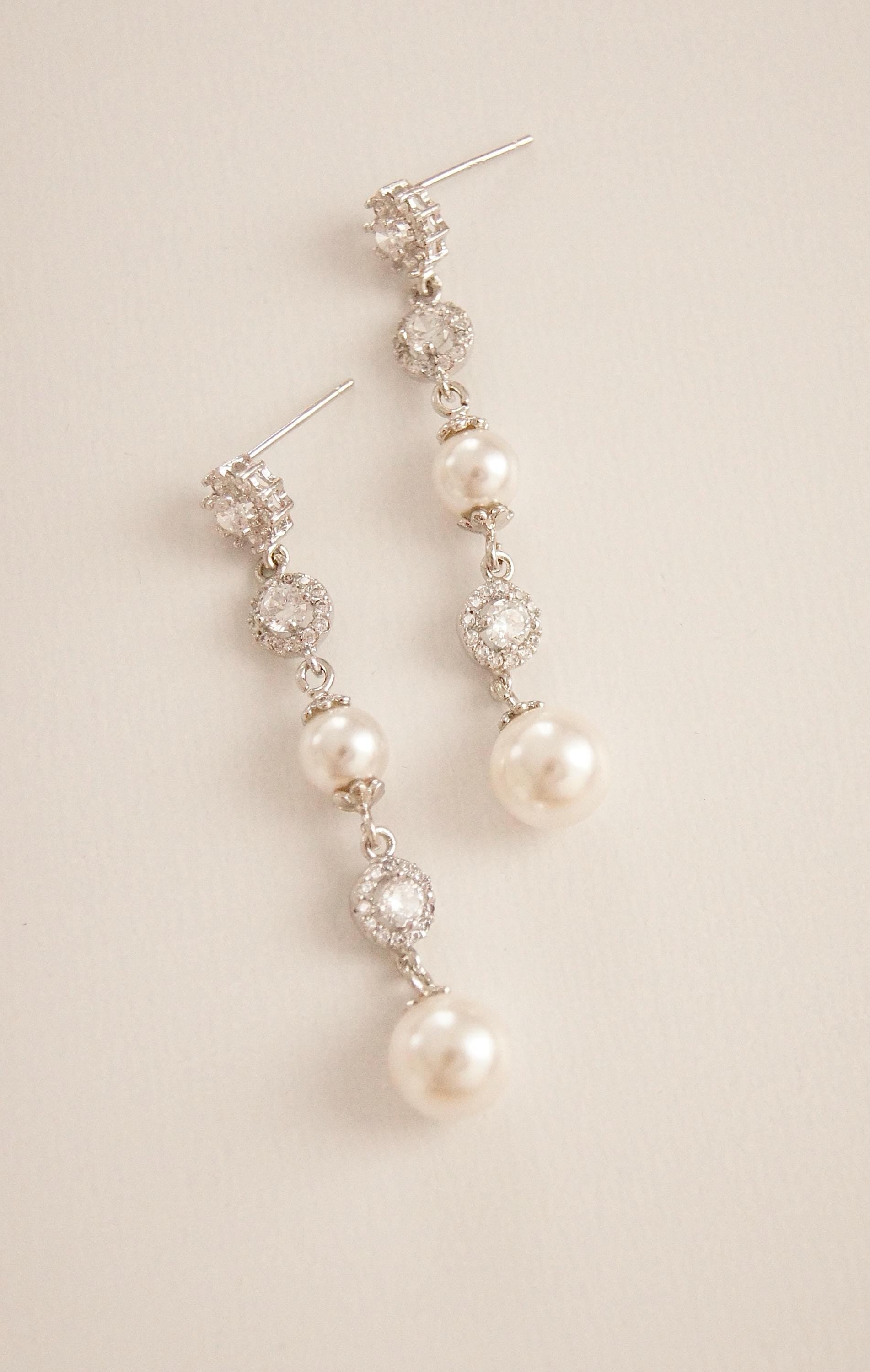 Braut Lange Ohrringe mit Perlen