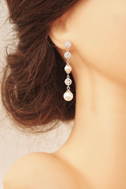Braut Lange Ohrringe mit Perlen