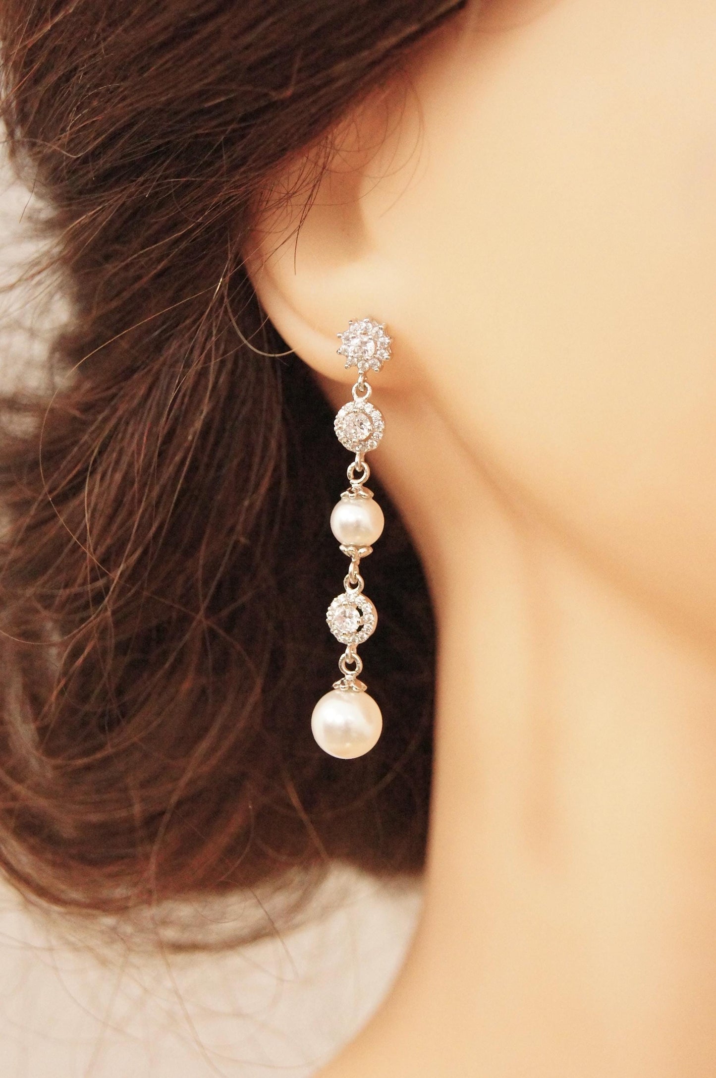 Braut Lange Ohrringe mit Perlen