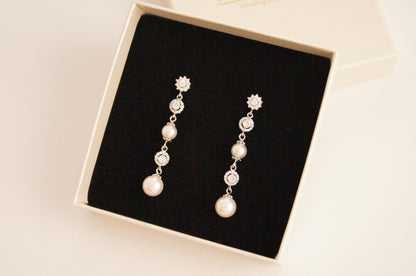Braut Lange Ohrringe mit Perlen