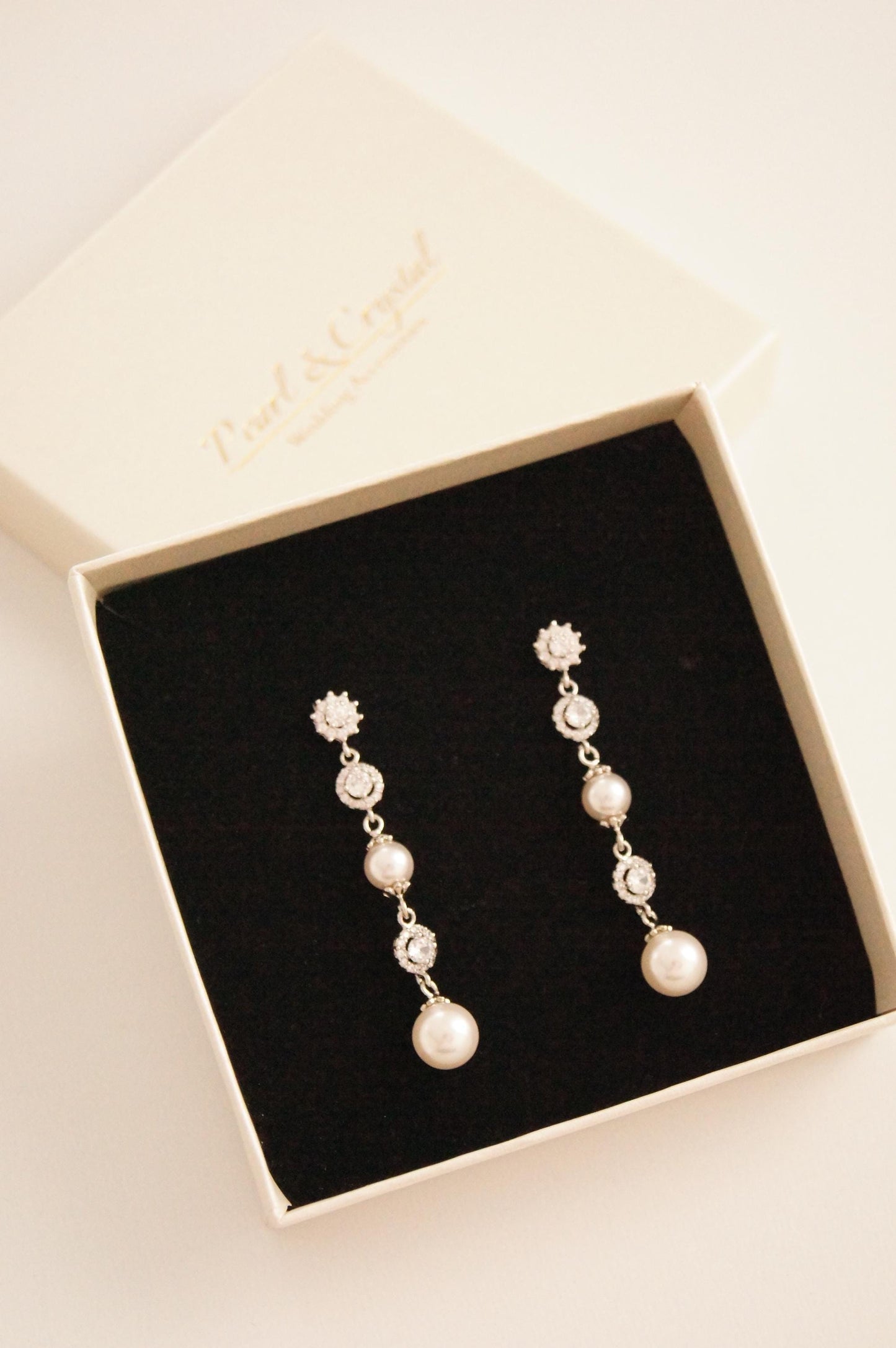 Braut Lange Ohrringe mit Perlen