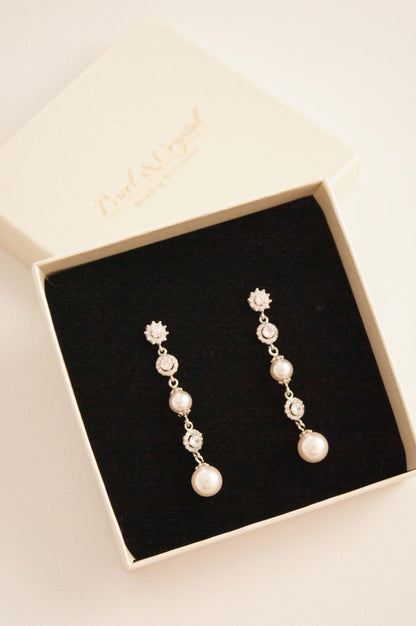 Braut Lange Ohrringe mit Perlen