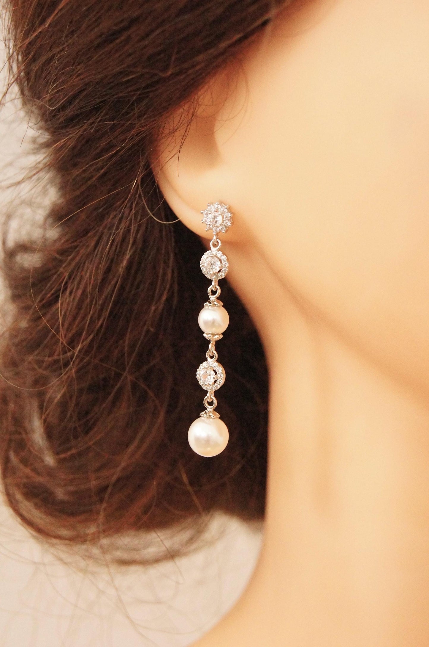Braut Lange Ohrringe mit Perlen