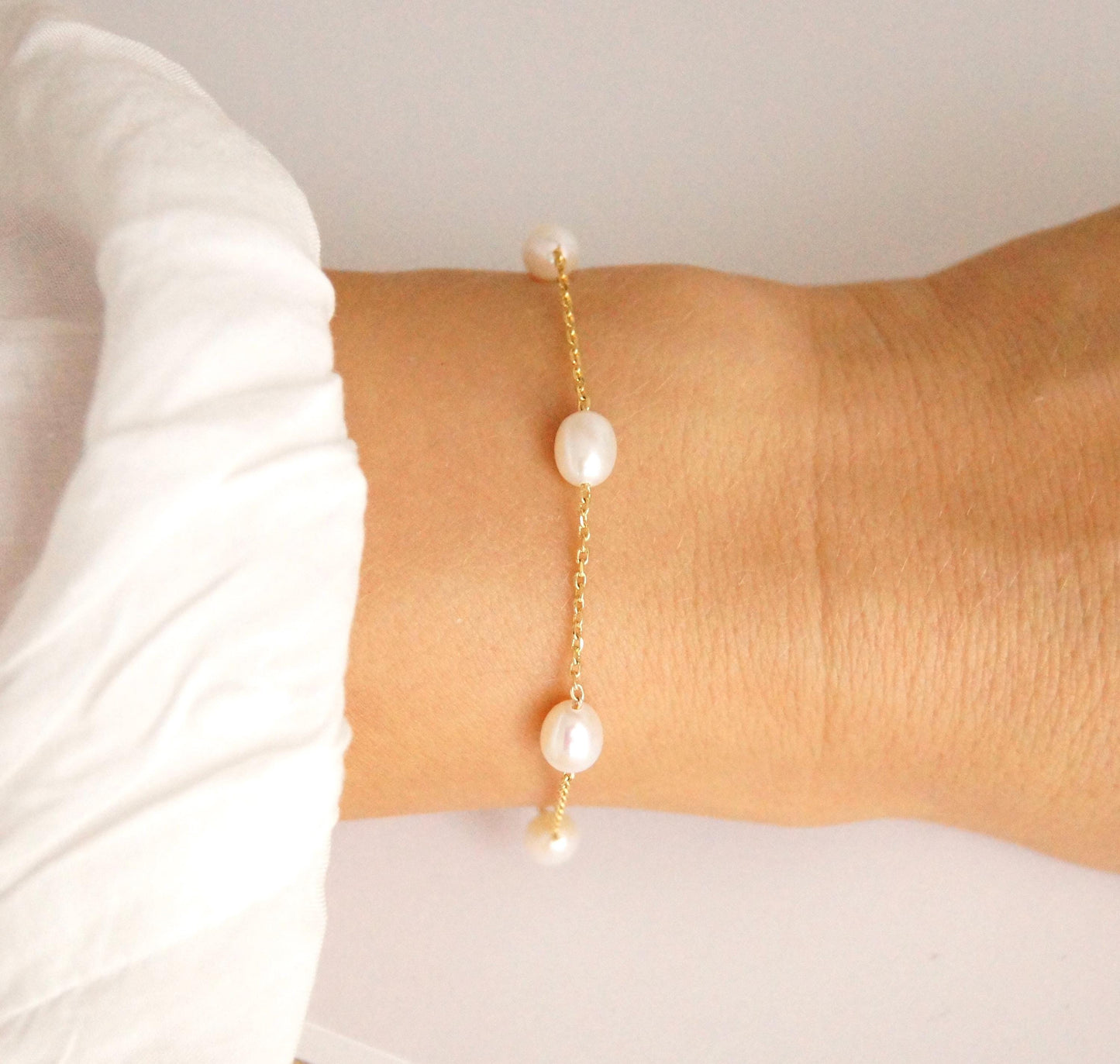 Braut Armband mit Süßwasserperlen