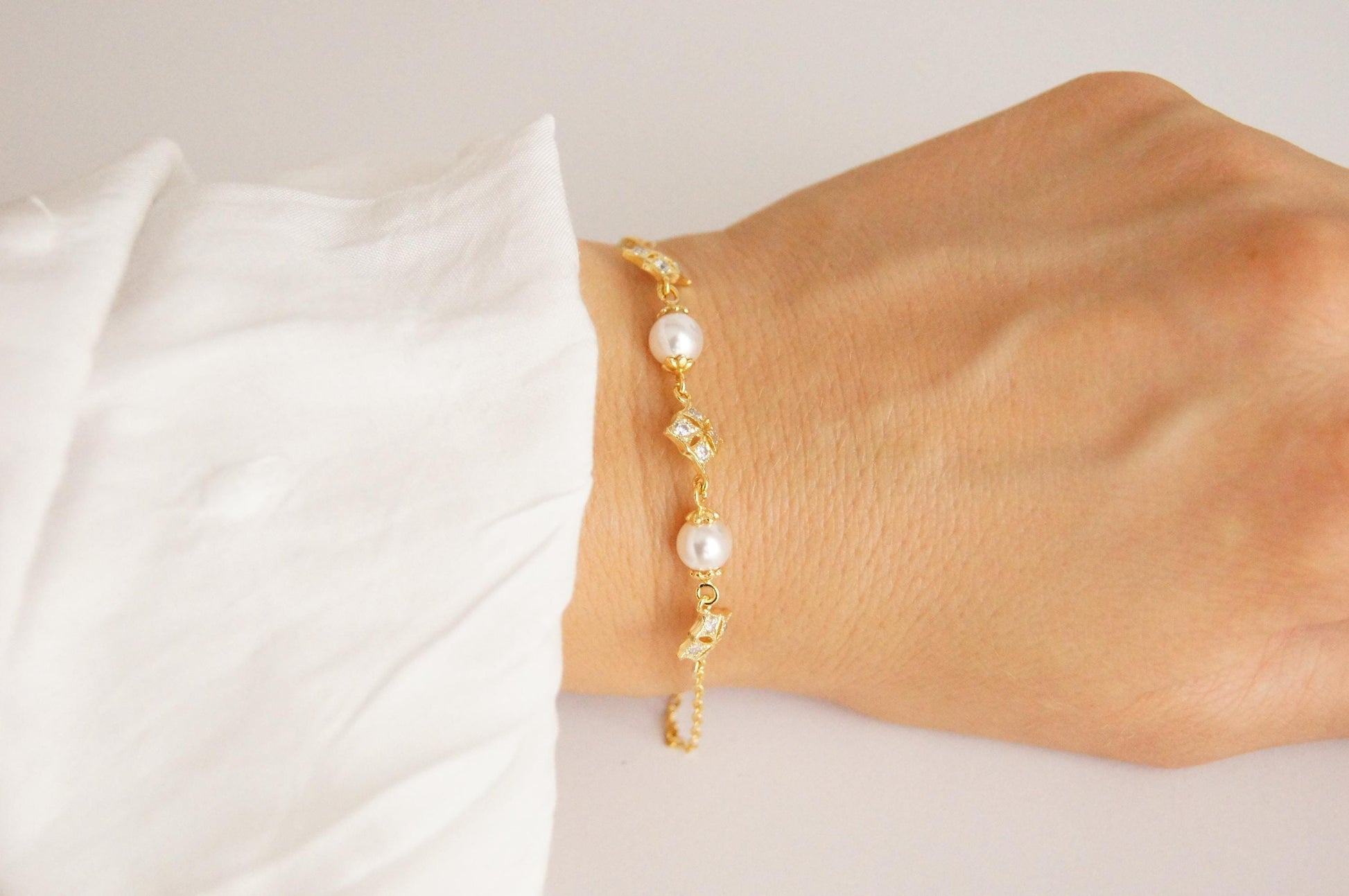 Braut Armband mit Swarovski-Perlen & Zirkonia