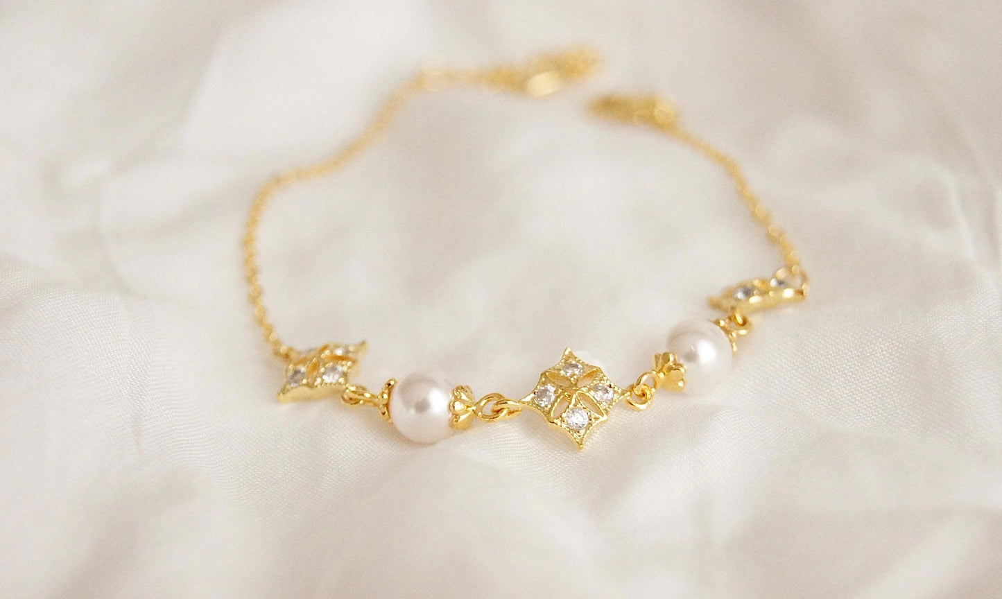 Braut Armband mit Swarovski-Perlen & Zirkonia