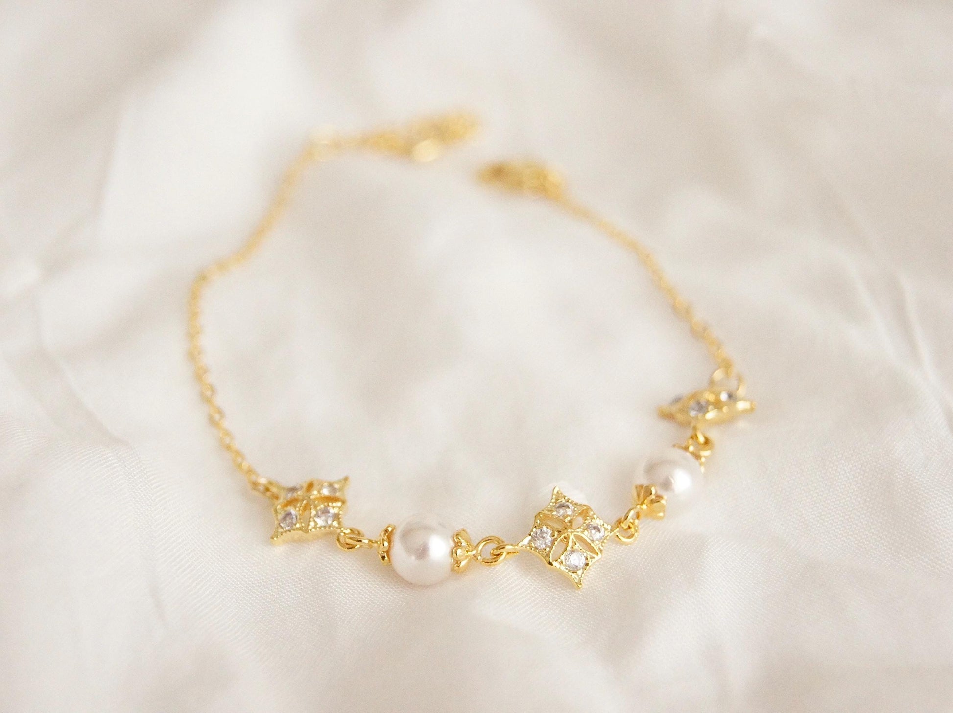 Braut Armband mit Swarovski-Perlen & Zirkonia