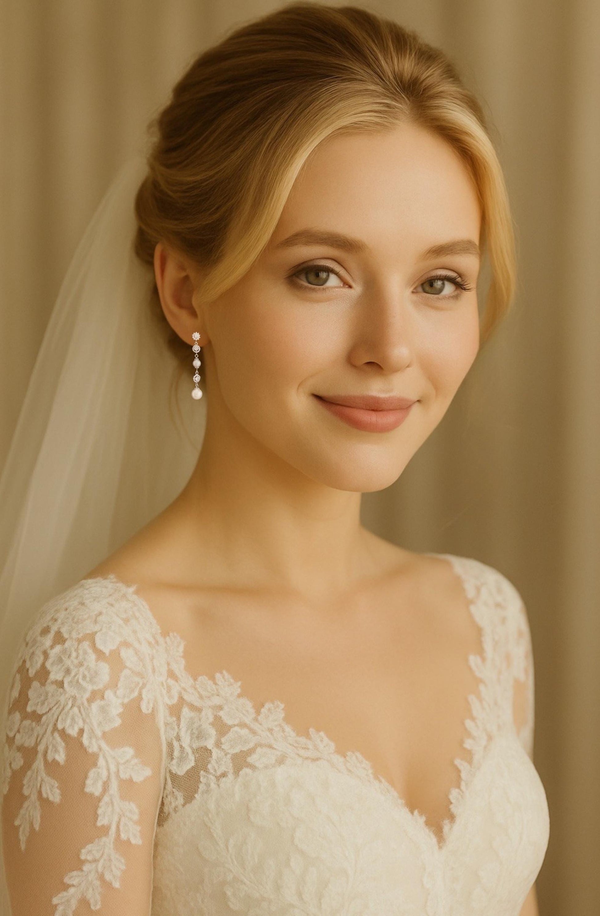 Braut Lange Ohrringe mit Perlen