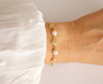 Braut Armband mit Swarovski-Perlen & Zirkonia