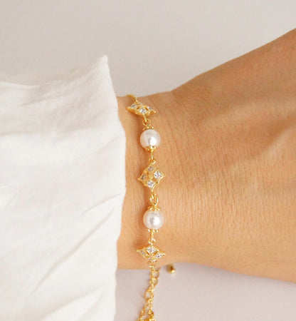 Braut Armband mit Swarovski-Perlen & Zirkonia
