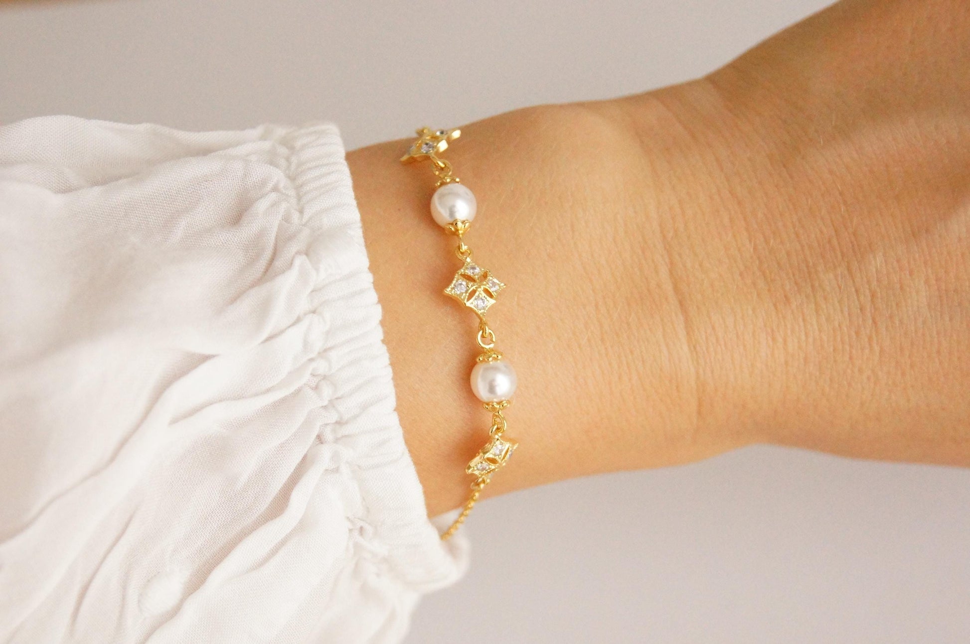 Braut Armband mit Swarovski-Perlen & Zirkonia