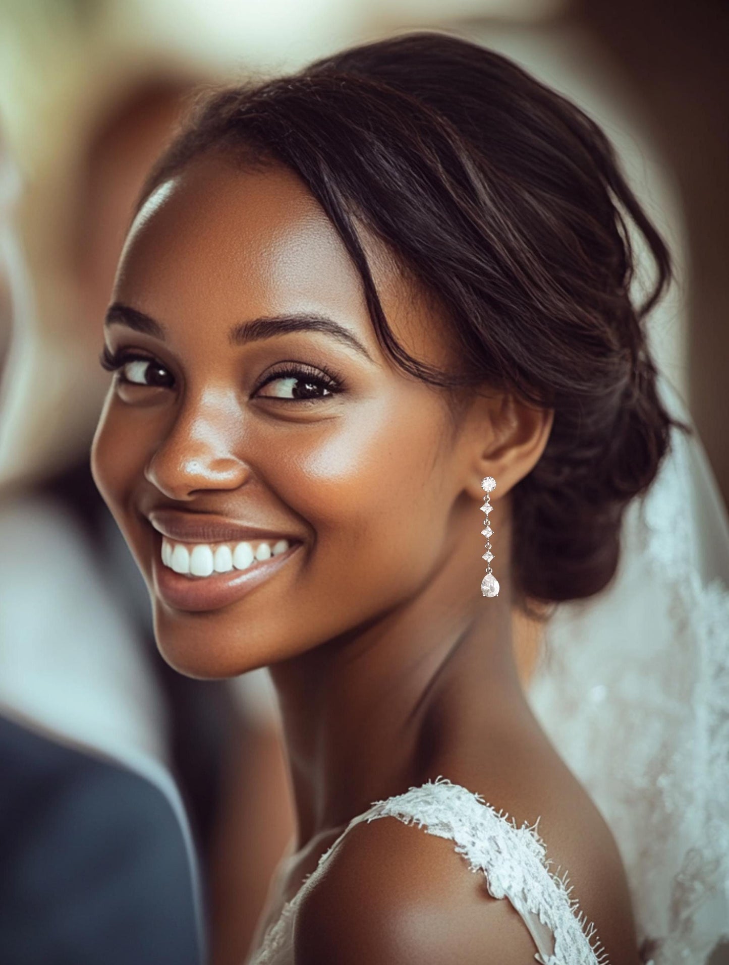 Braut Lange Ohrringe mit Zirkonia