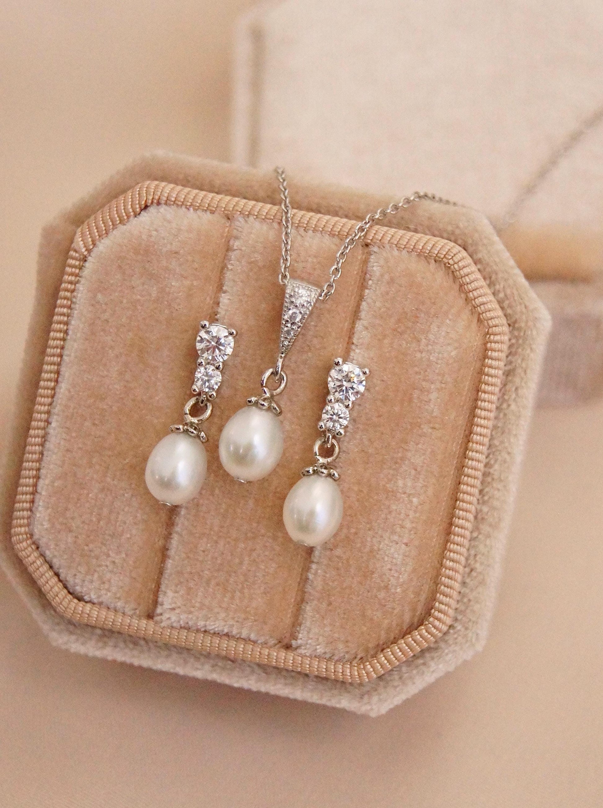 Brautschmuck Set mit Perlen