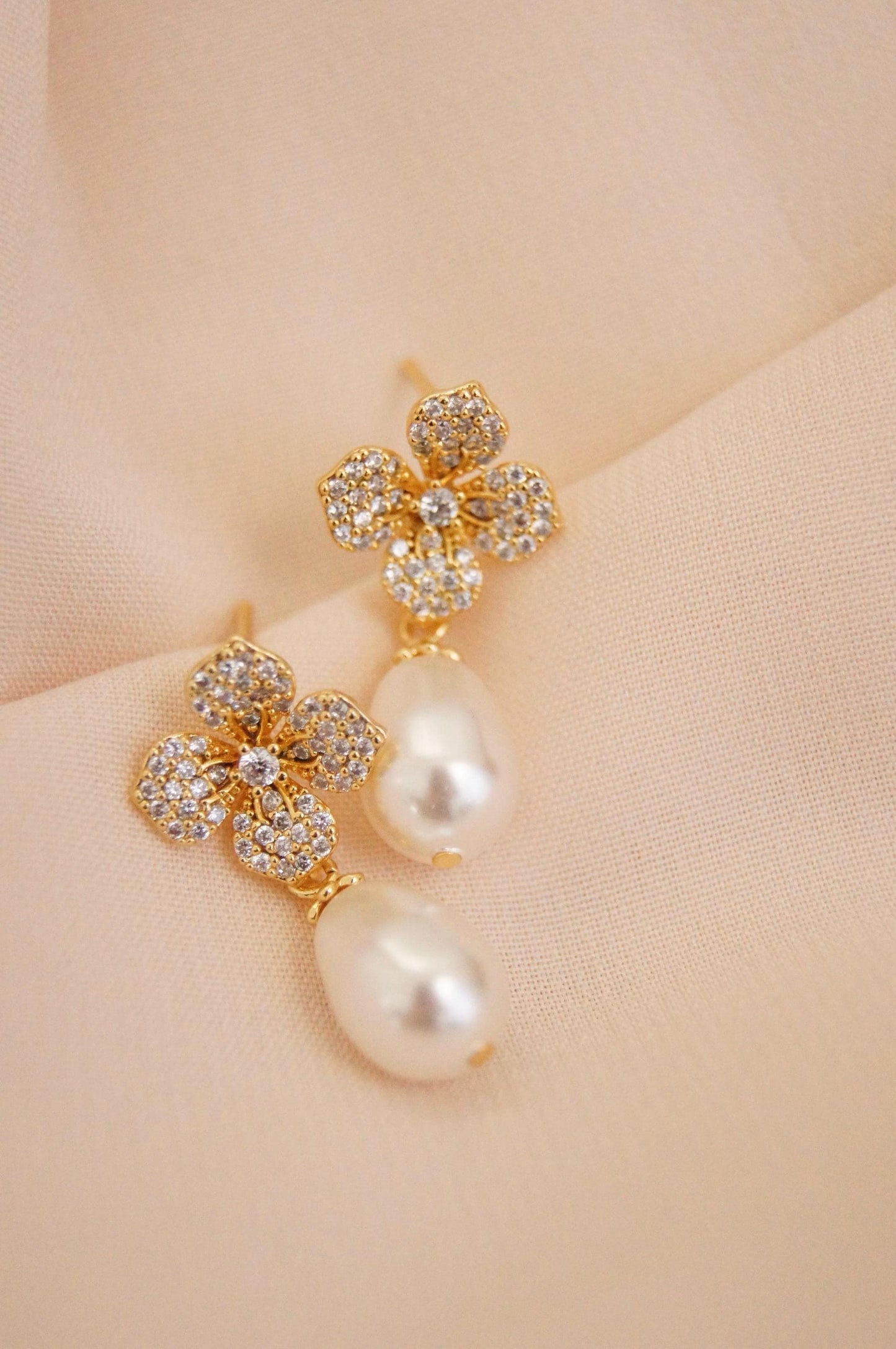 Braut Ohrringe mit Swarovski-Perlen & Zirkonia