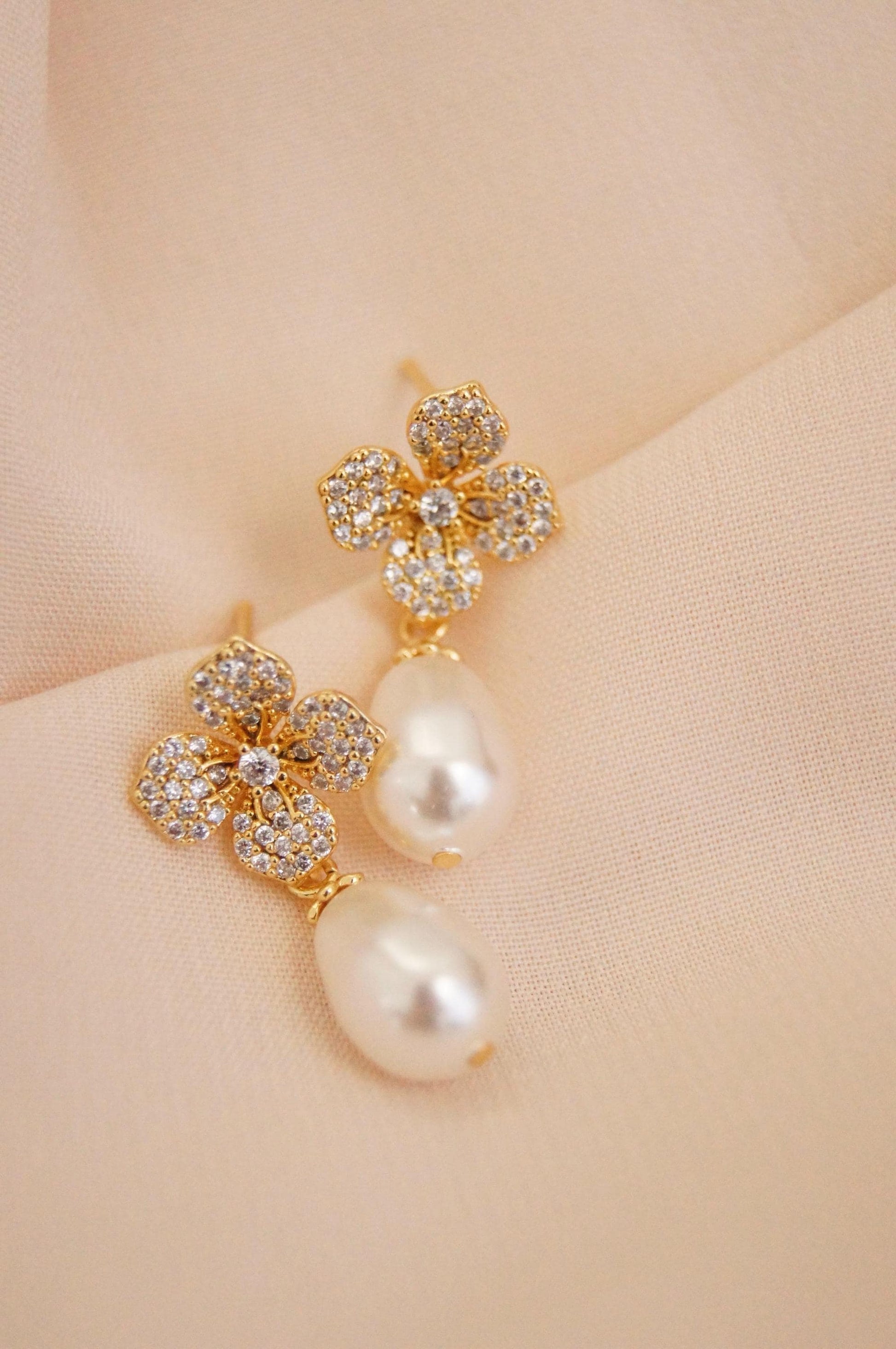 Braut Ohrringe mit Swarovski-Perlen & Zirkonia